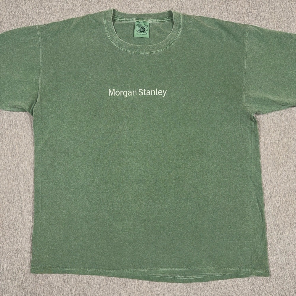 Vintage Morgan Stanley T-Shirt Adults Large Spell Out Logo NYC Investment Bank